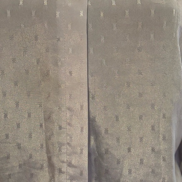 FEMININE DRESSY LIGHT GRAY WITH SHEEN BLOUSE AND IRIDESCENT WHITE BUTTONS SIZE 6 - Picture 3 of 11